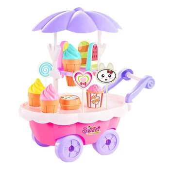 

Super Funny Ice Cream Car Toys 28 Pcs Mini Ice Cream Candy Trolley House Play Educational Toy Kitchen Toys For Children