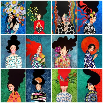 

AZQSD Painting By Numbers Girl Hand Paint Kit Canvas Wall Art Diy Acrylic Picture Oil Painting By Numbers Home Decor Gift