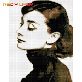 

High Quality Diamond Painting Hepburn Monroe Full Round Diamond Embroidery Beaded Cross Stitch Pixel Mosaic Pattern Home Decor