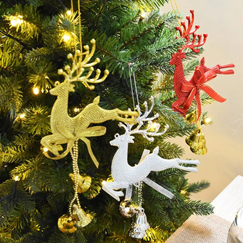 Рождественские украшения, покрытые золотом и серебром, олень, колокольчик оленя, кулон, дерево, украшения, праздничные вечерние товары для дома
