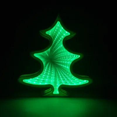 Единорог Сердце Звезда Зеркало туннель ночник AA батарея питание бесконечный туннельный эффект домашний Декор светодиодный ночник - Испускаемый цвет: Christmas tree