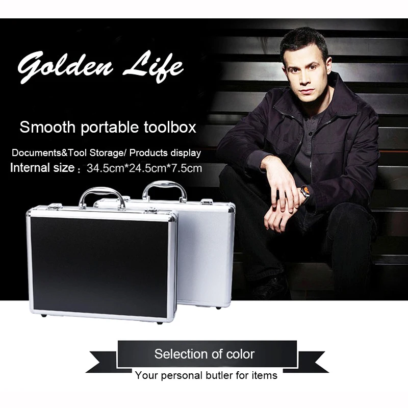 

Aluminum Tool case suitcase toolbox password box File box Impact resistant safety case equipment camera case with pre-cut foam