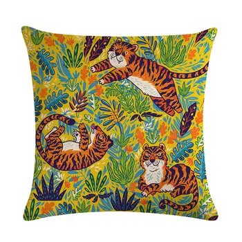 

Nordic Animal Cushion Cover Jungle Cartoon Tiger Pillow Cover Decorative Cushions For Sofa Throw Pillows