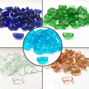 

500g Aquarium Bottom Stone Ornament Cashew Shape Glass Crystal Fluorescent Stone Turtles Landscaping Decoration For Fish Tank