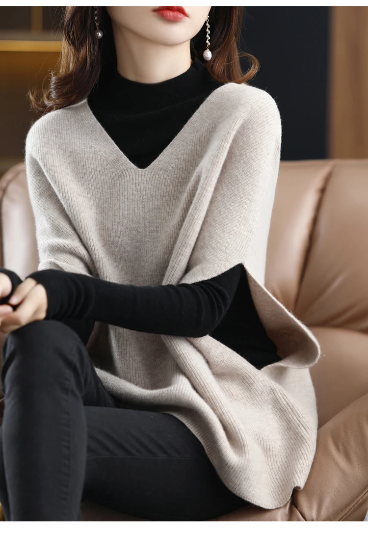 Casual V-neck cashmere vest autumn and winter models of pure color knitted ladies sleeveless sweater new wool coat vest Home