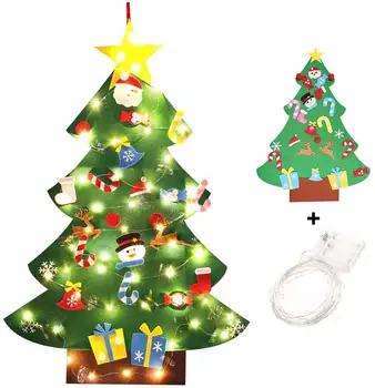 

Felt Christmas Tree DIY Soft Christmas Tree with Ornaments and String Light Christma decorations Santa Claus Xmas Tree