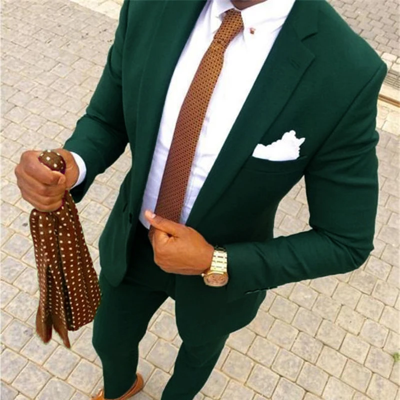 Мужской темно-зеленый деловой костюм Антоний из 2 предметов приталенный на заказ