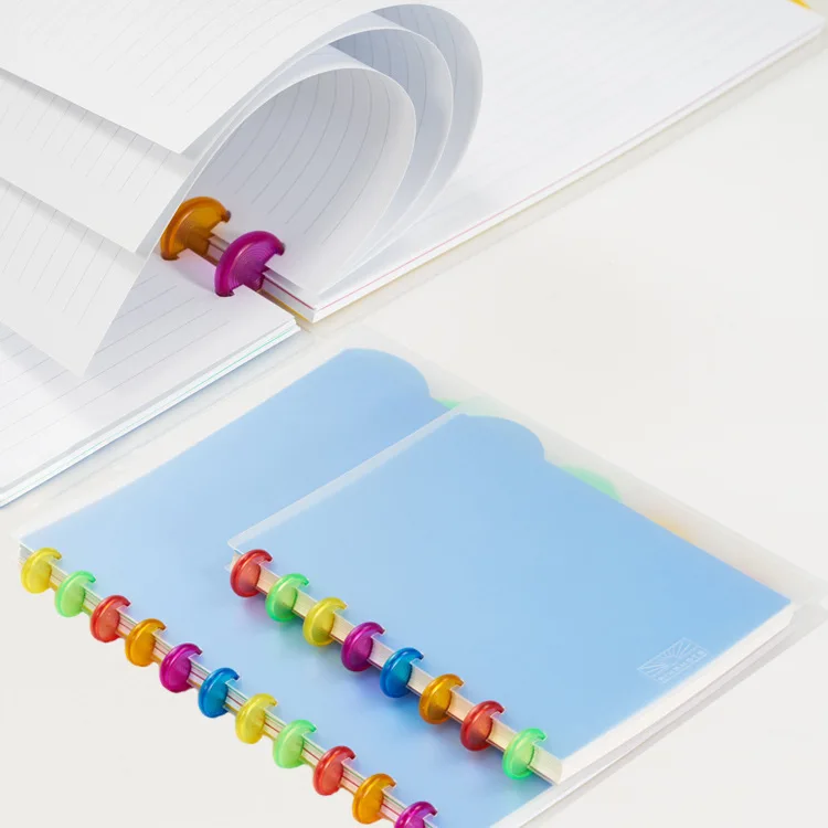 

A5 Notebook Transparent PP Cover A4 Notepad High School Students Classroom Record Mushroom Hole Notebook Loose-leaf