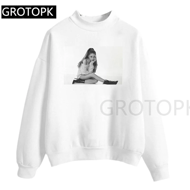 GM12433-wh Ariana Grande Harajuku женские толстовки и худи женские розовые и Белые Повседневные флисовые худи с капюшоном для женщин и девушек - Цвет: GM12433-wh