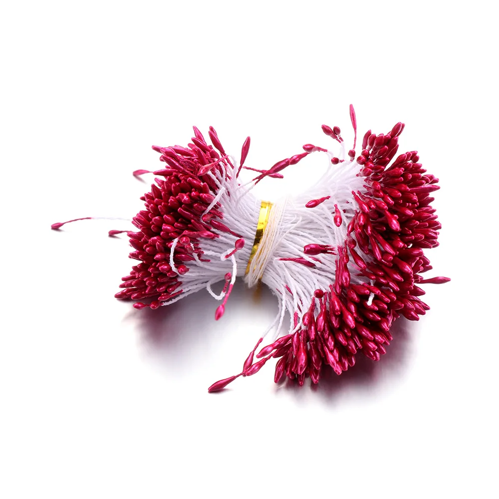 Artificial Flower 1mm 400pcs Mini Flower Stamen Artificial Pearl Pistil Double Heads Hand-made DIY Floral Craft For Wedding Decoration DIY Needlew