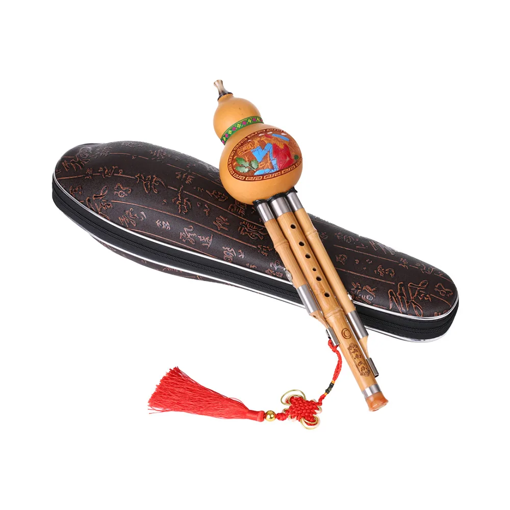 Тройной C-Key Hulusi Cucurbit флейта Бутылка Тыква бамбуковые трубы Китайский традиционный инструмент с китайским узлом чехол для переноски