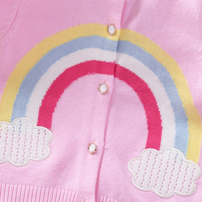 

2019 Autumn New Style GIRL'S Sweater Korean-style Cloud Rainbow Sweater Cardigan Infants Baby Elasticity Sweater
