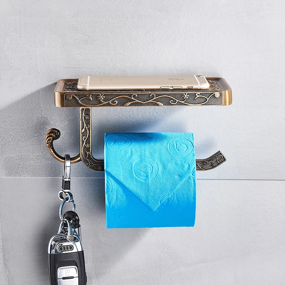 Rozin Zinc Alloy Bathroom Toilet Paper Holder Mobile Phone Holder With Shelf Bathroom Towel Rack Toilet Paper Rack Tissue Box Towel Rack Toilet Paper Holder Toilet Paper Rack Toilet Roll Holder Tissue Holder