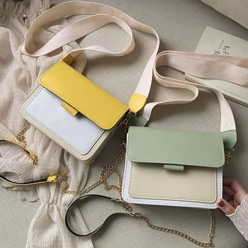 

2020 Summer New Style Fashion Flap Bag Broadband Chain Shoulder Cross-body Flow Contrast Color WOMEN'S Bag