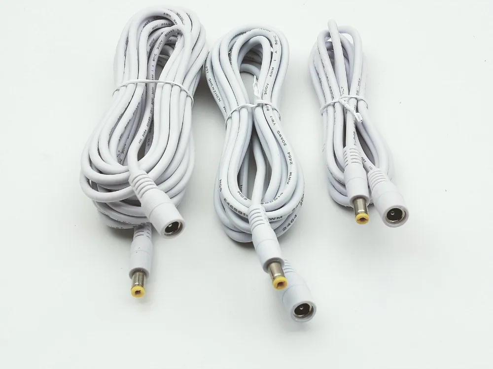 1pcs DC 5A 12V 5.5X2.1 Female TO 5.5X2.1MM Male Power 20AWG CABLE 1.5M/3M/5M afbeelding