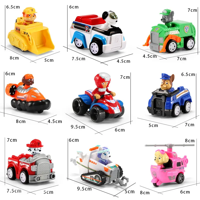 9pcs Paw patrol собака patrulla canina игрушки Аниме Фигурка автомобиль пластиковая игрушка фигурка модель детских игрушек рождественские подарки - Цвет: 9pcs