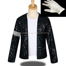 MJ Майкл Джексон Косплей пальто Billie Jean черный браслет из горного хрусталя куртка и перчатки верхняя одежда Хэллоуин костюм для вечеринки 1BLJD0213