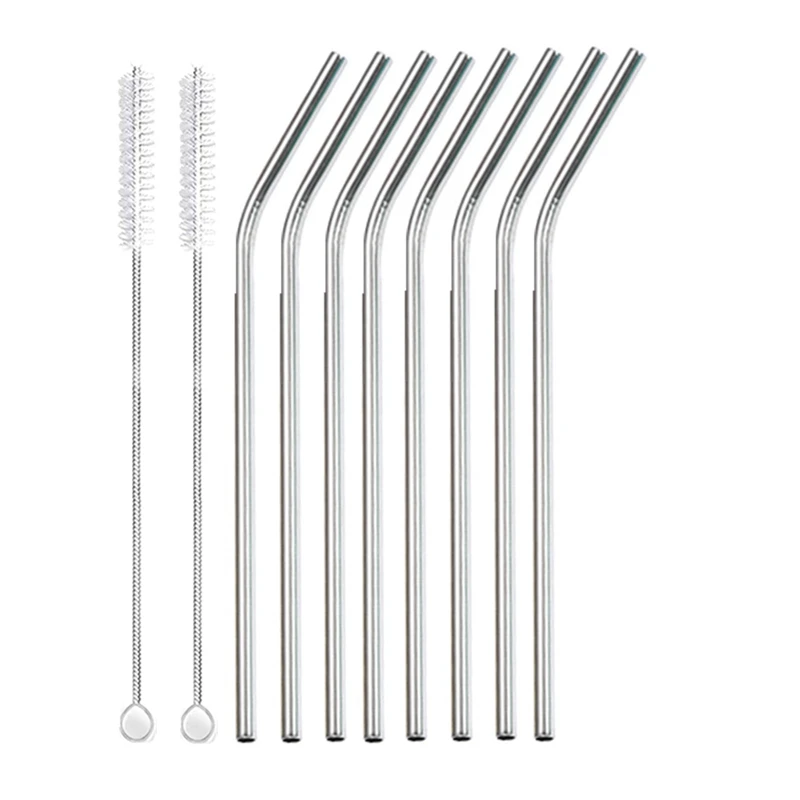 Eco-Friendly Reusable Stainless Steel Drinking Straws Set with Cleaner Brushes