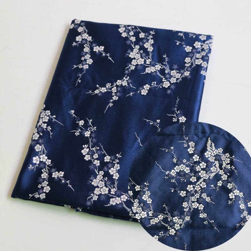 Brocado-Material 29" breit | 1 Meter | 2 Meter | 5 Meter chinesischer Pflaumen-Blumen-Brokat-Viskose-Bastelstoff – Detail 26