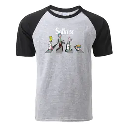 Рик и Морти линия дорожного движения, футболка с принтом научно-Для мужчин хлопок Футболка "Аниме" Летнее платье с рукавами-реглан футболка