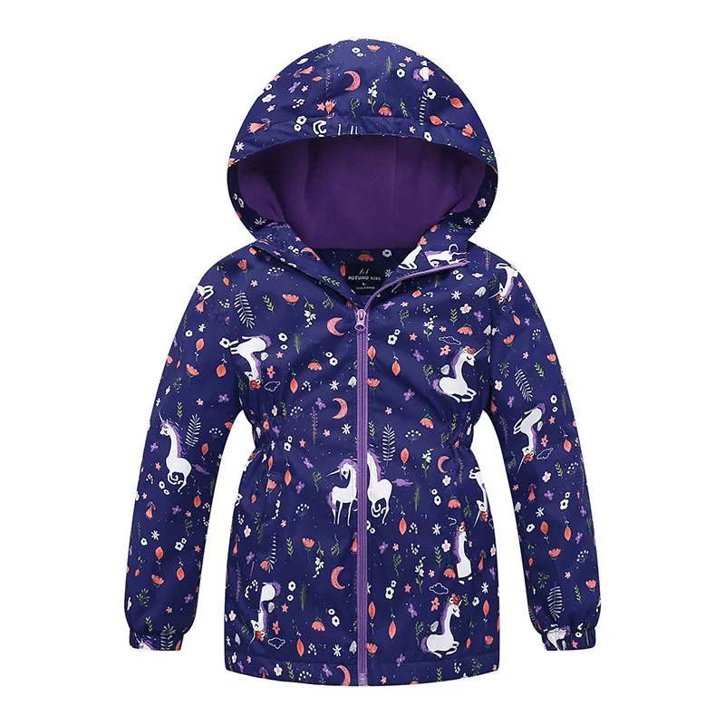 Плащ для девочек; Верхняя одежда для детей; теплое пальто с капюшоном; детская одежда; водонепроницаемые ветрозащитные куртки для маленьких девочек; сезон осень-зима - Color: Dark Blue