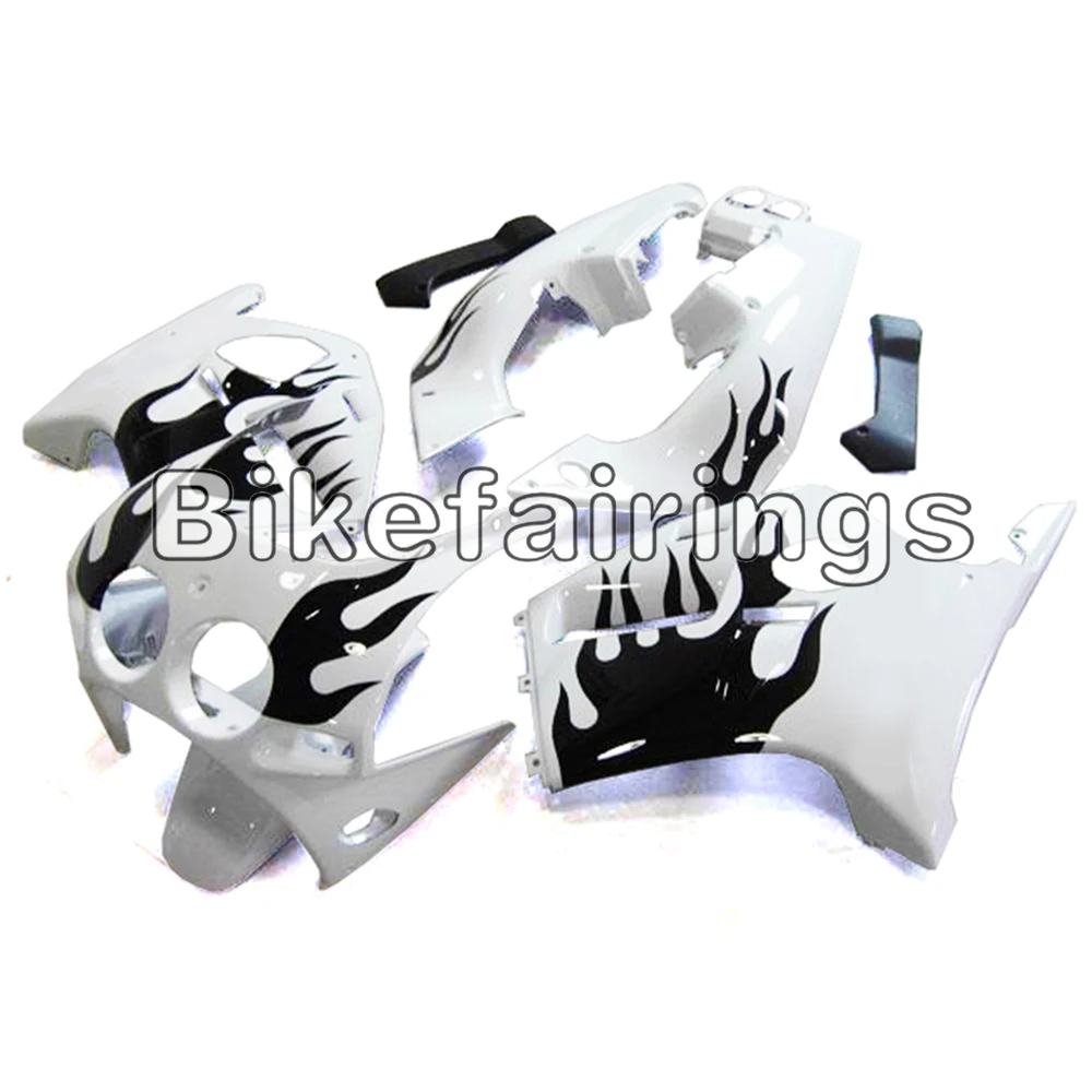 Впрыска Полный обтекатели для Honda CBR250RR CBR250 RR MC19 1988 1989 ABS пластиковые покрышки для мотоциклов-глянцевый белый с черным пламенем