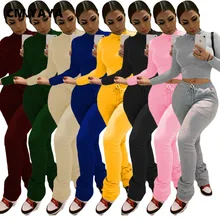 CM.YAYA-Conjunto de ropa deportiva de cuello alto para mujer, Tops cortos, pantalón para correr, chándal a juego, trajes de dos piezas para Fitness