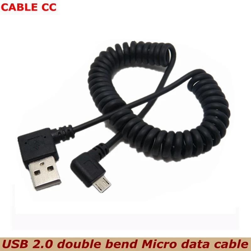 120 см Micro Usb штекер 90 градусов левый угловой к USB пружинный выдвижной Эластичный