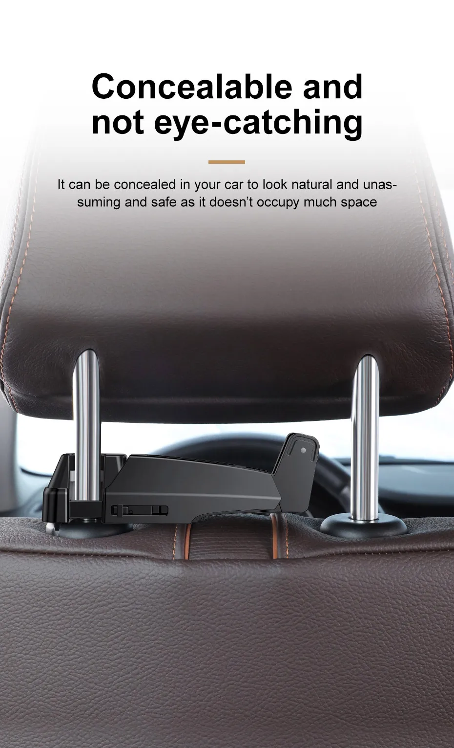 Baseus 2 в 1 Автомобильный крючок на подголовник с держателем для телефона на заднем сиденье, крючок для сумки, застежки, органайзер на заднее сиденье, многофункциональный зажим