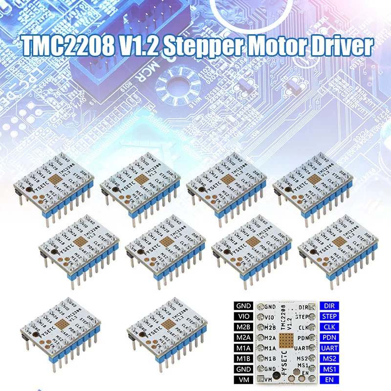 TMC2208 V1.2 Stepstick шаговый двигатель модуль драйвера с радиатором для 3d принтера GV99