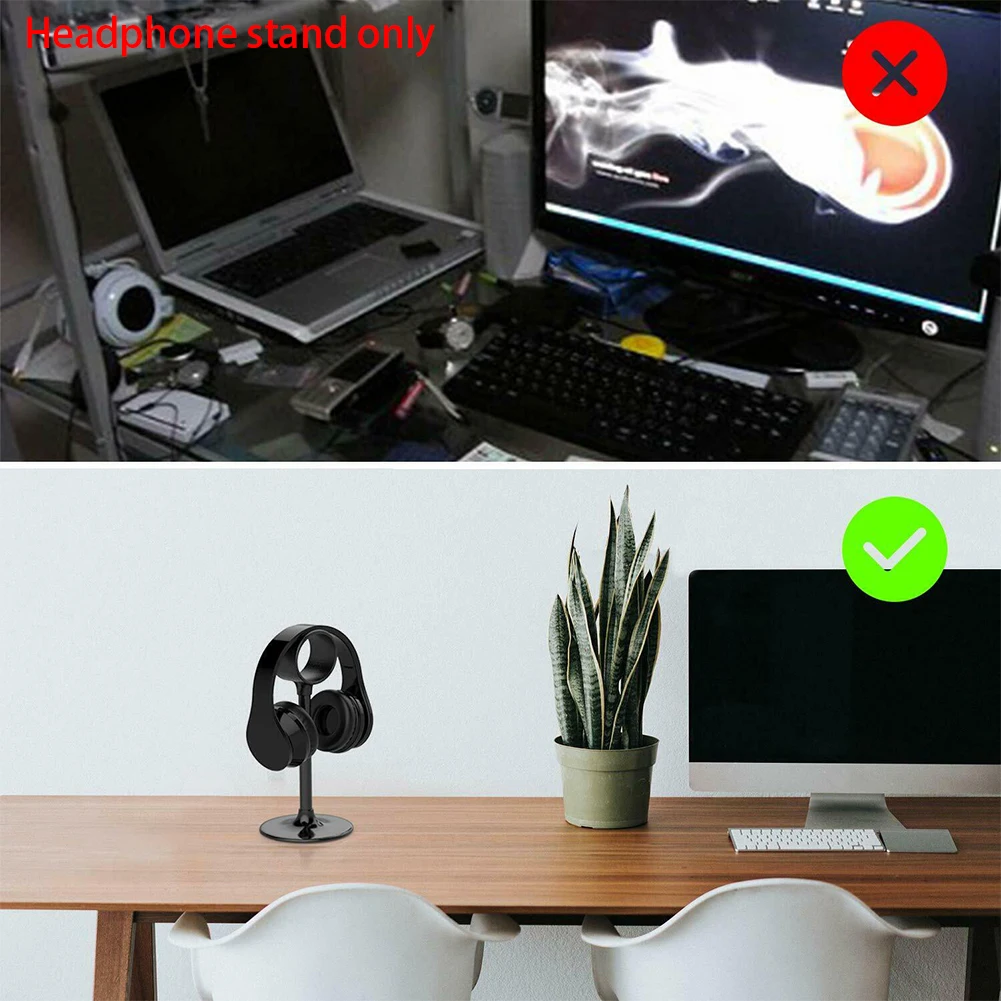 Display Stable Bracket Black Universal Desktop Hanger Portable Round Base Office Aluminum Alloy Headphone Stand Holder Non Slip
