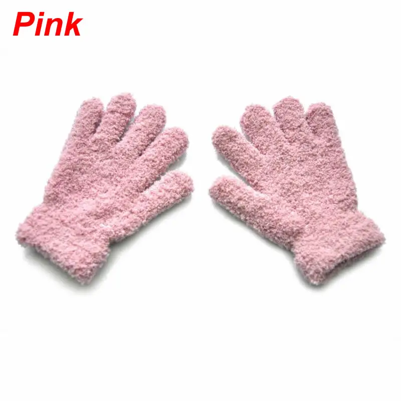 Pink Плюшевые коралловые перчатки для новорожденных; Зимние теплые детские перчатки; Детские эластичные варежки для мальчиков и девочек; перчатки для детей; для мальчиков и девочек - Цвет: Pink