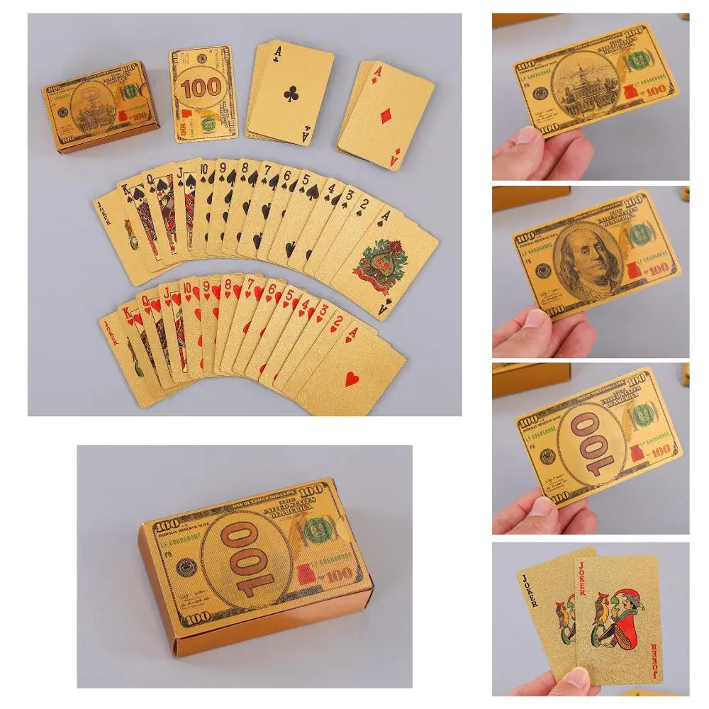 Специальный покер 3D Роскошная золотая фольга пластиковые игральные карты 100 USD водонепроницаемые карты для покера Техасская таможенная колода карт для вечерние сувениры