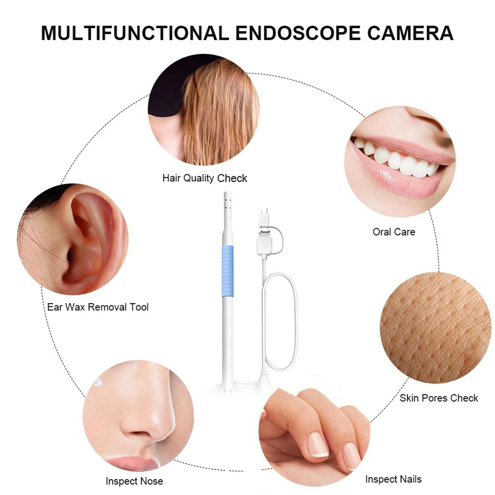 Cámara endoscópica para limpieza de oídos, endoscopio para teléfono móvil Android, USB C, Mini cámara endoscópica, otoscopio médico, PC Digital - Imagen 3
