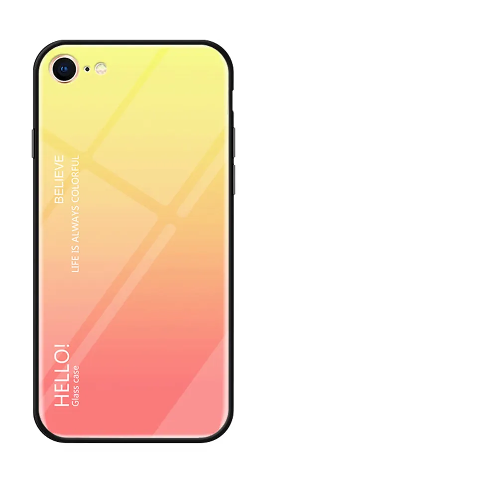For iPhone 7 8 Градиентный чехол из закаленного стекла для iPhone 11 11 Pro 11 Pro Max X XS XR 7 8, чехол с логотипом, не царапающийся чехол для телефона iPhone 7 8 Plus - Цвет: For iPhone 7 8