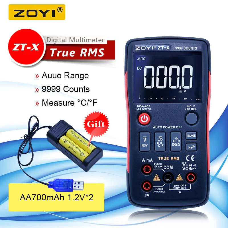 Цифровой мультиметр ZOYI True RMS с кнопкой 9999 отсчетов аналоговой гистограммой