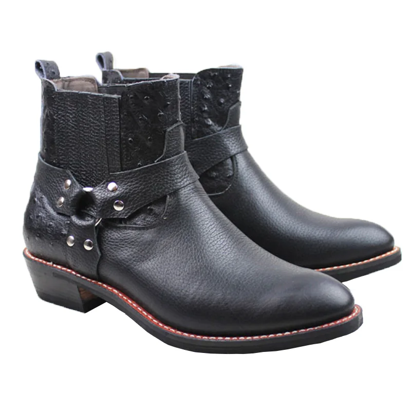 

Limited Edition Boots Men Fashion Cowhide Genuine Leather Work Boots Men Combat Boots Men Motorcycle Ridding Cowboy Botas Hombre
