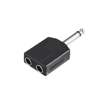 

1 piece 6.35 mm 1/4 inch mono to 2 double 6.35 mm female Y splitter connector audio adapter