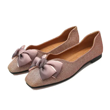 

Large Size Women Ballerina Flats Shoes Lady Slip On Loafers Bling Glitter Sweet Bow Moccasins Fashion Party Shoes Zapatos Mujer