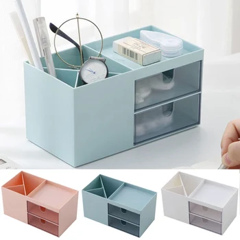 

Nordic Style Multifunctional Plastic Pen Holder Desk Organizer Cosmetic Storage Box Desktop Drawer Storage Organizer Sundries