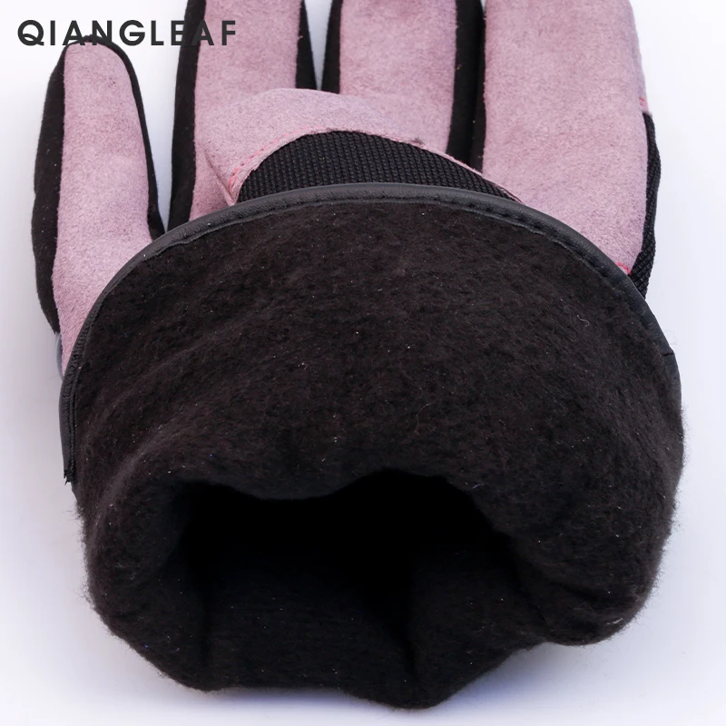 QIANGLEAF Shockproof Work Glove Soft Microfiber Winter Warm Thick Anti Impact Gloves Security Neutral Orange Working Mitten 5761