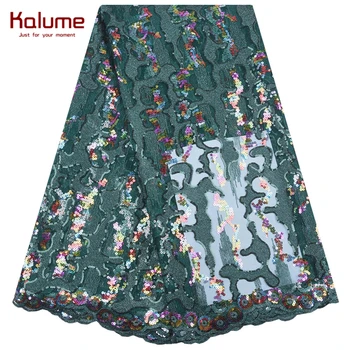 

Kalume High Quality Sequins African Lace Fabric Embroidery French Lace Fabric For Nigerian Wedding Party Sequins Fabrics F2023