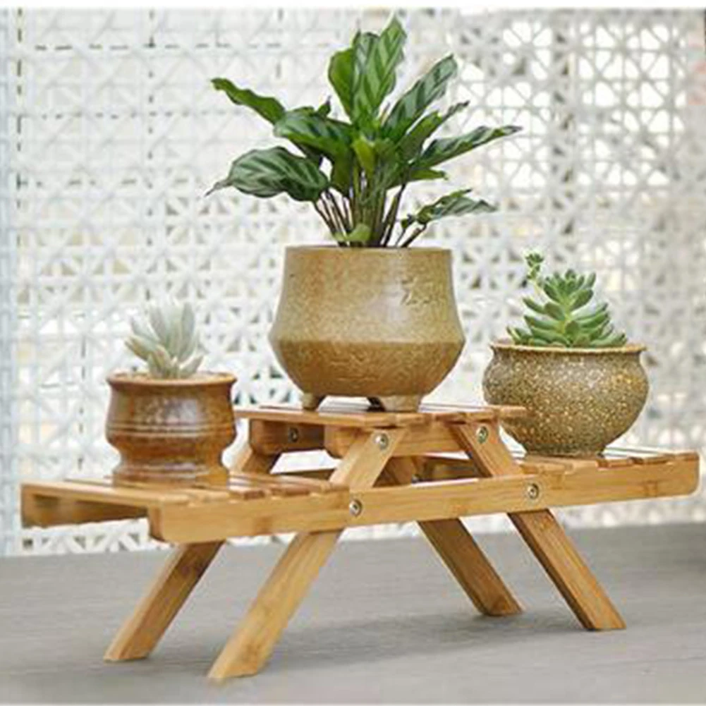 

Flower Shelf Indoor Planter Home Decor Holder Pot Rack Bamboo Table Plant Living Room Display Stand Multilayer Outdoor Garden