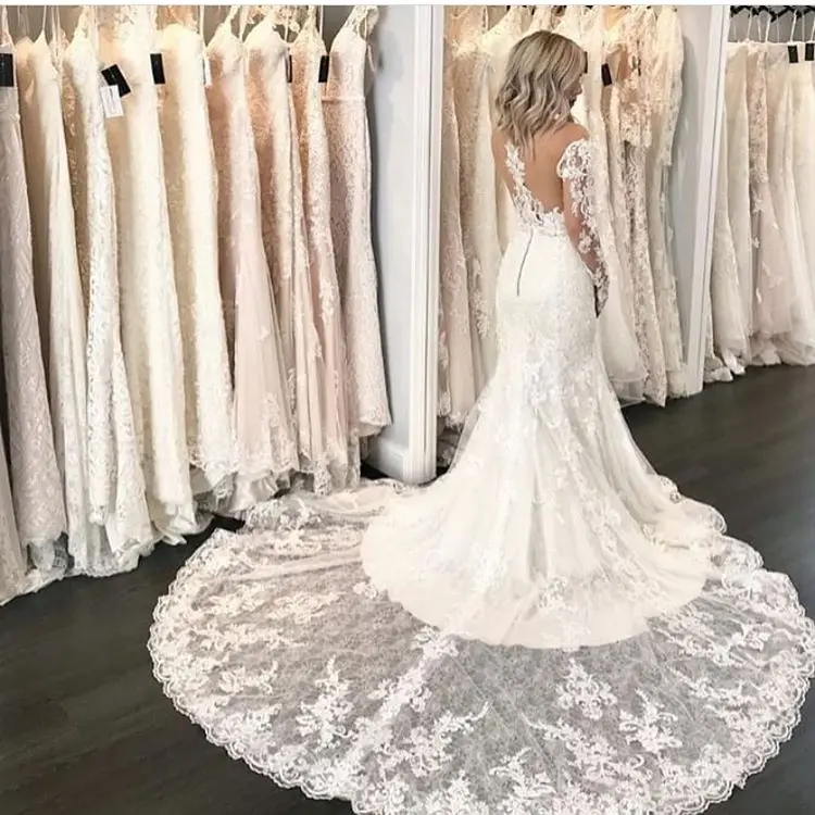 Robe De Mariee сексуальное кружевное свадебное платье годе без рукавов Иллюзия сзади с длинным рукавом свадебные платья