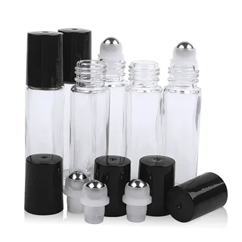

5/10PCS 10ML Clear Aromatherapy Essential Oil Roller Bottle Glass Perfume Portable Empty Storage Container