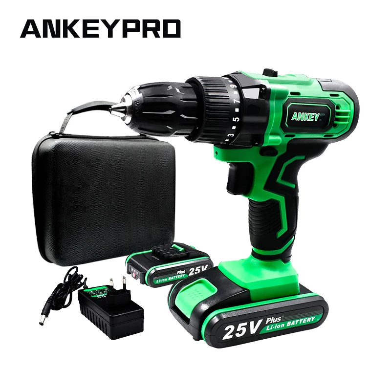 

25V Electric Drill Cordless Screwdriver Lithium Battery Two Speed Power Tools 17+1 Torque Settings Mini Wireless Power Driver