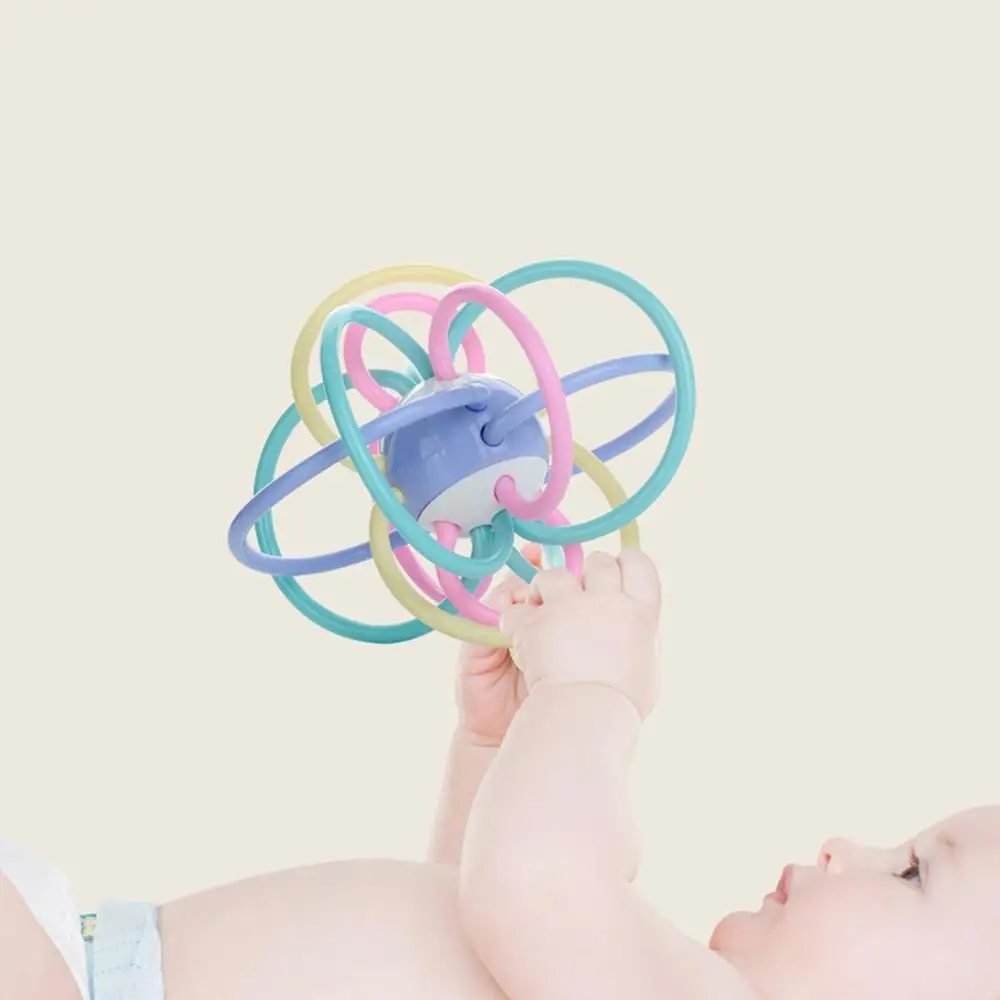 

Funny Baby Infant Teether Rainbow Color Ball Kids Children Hand Bell Rattle Toy