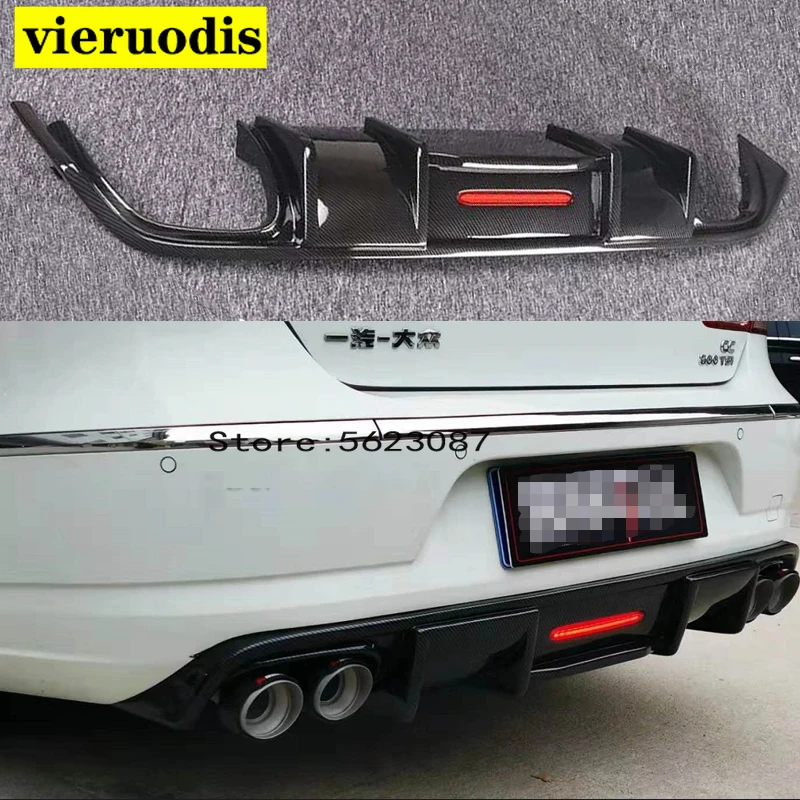 Suitable for Volkswagen Passat CC spoiler 2009-2017 Shark style with LED light diffuser bumper guard carbon fiber rear lip | Автомобили и