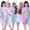 Unicorn Hooded Children Bathrobes Baby Rainbow Bath Robe Animal For Boys Girls Pyjamas Nightgown Kids Sleepwear 3-11Y 1