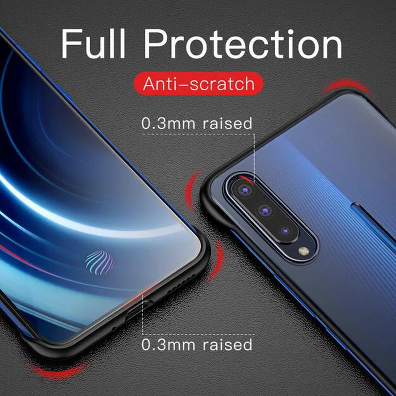 

For Vivo Z5X / S1 Pro / X27 Pro iQOO Neo Frameless Matte Clear Hard PC Case With Finger Ring
